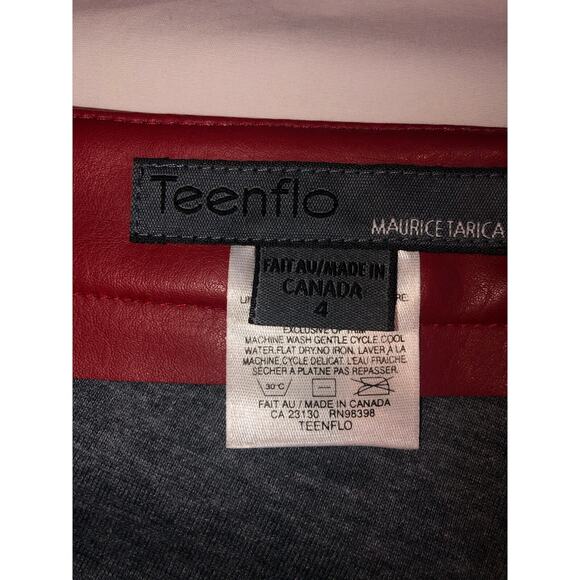 Vegan Leather Red Pants Size XS/S Teenflo Maurice Tarica Canada Lined Jeans - Picture 2 of 12